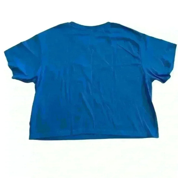 Champion Womens Cropped Graphic-Print T-Shirt Balboa Blue Size M-L - Picture 11 of 12